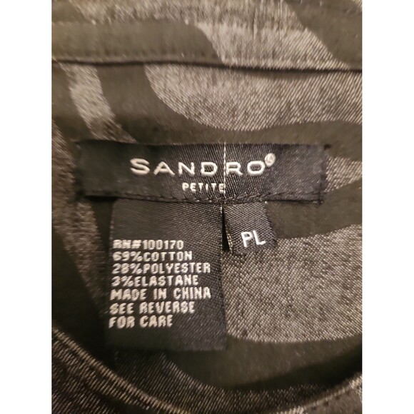 Sandro Petite Black & Gray Zebra-Print Buttoned Jacket 3/4 Sleeves Size PL - Picture 2 of 10